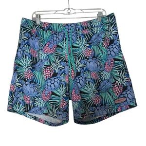 Vineyard Vines Chappy Swim Trunks Turtle Pineapple Print Size Large Summer Swim
